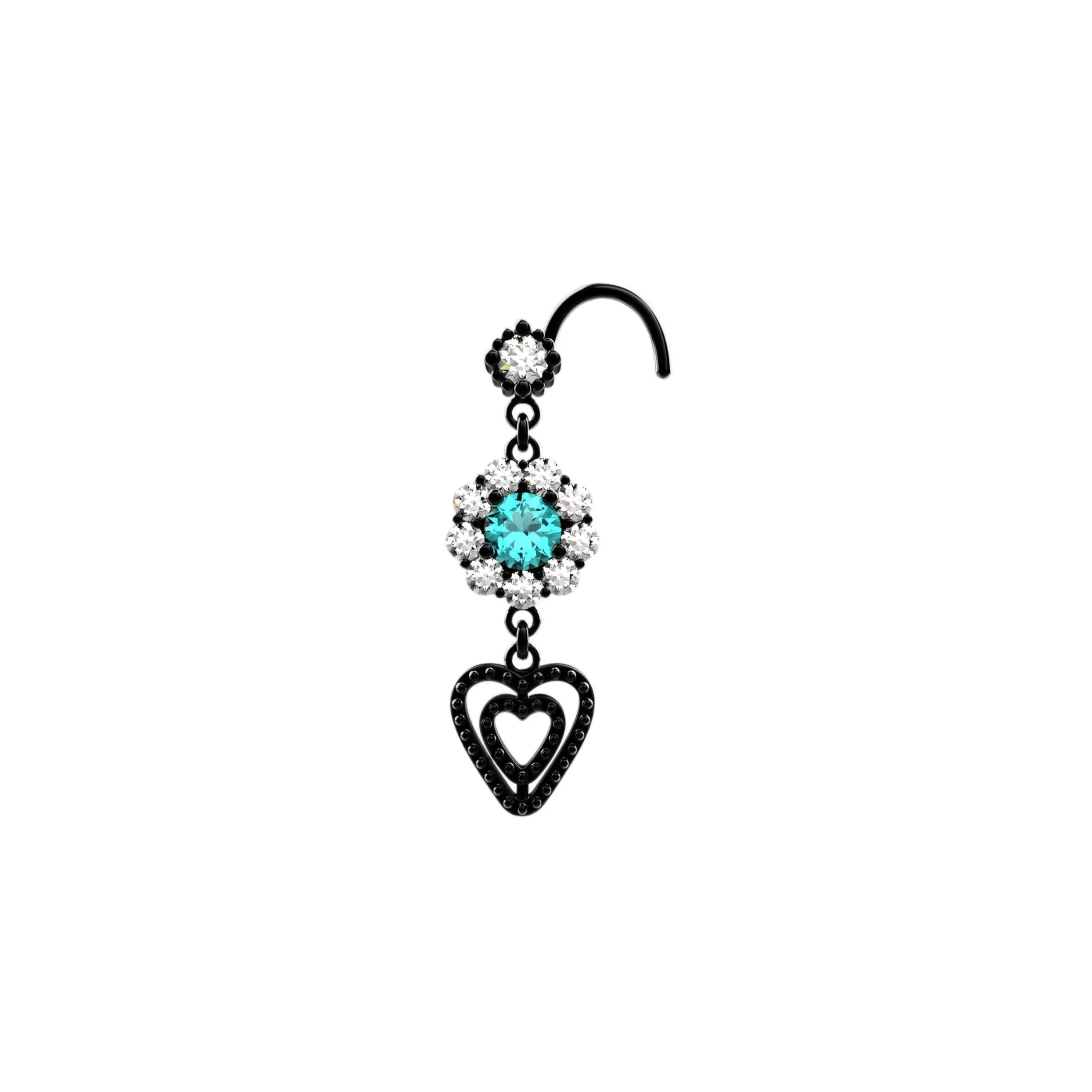 Heart Dangle Gold Nose Ring | Cute Nose Piercing Jewelry