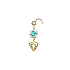 Heart Dangle Gold Nose Ring | Cute Nose Piercing Jewelry