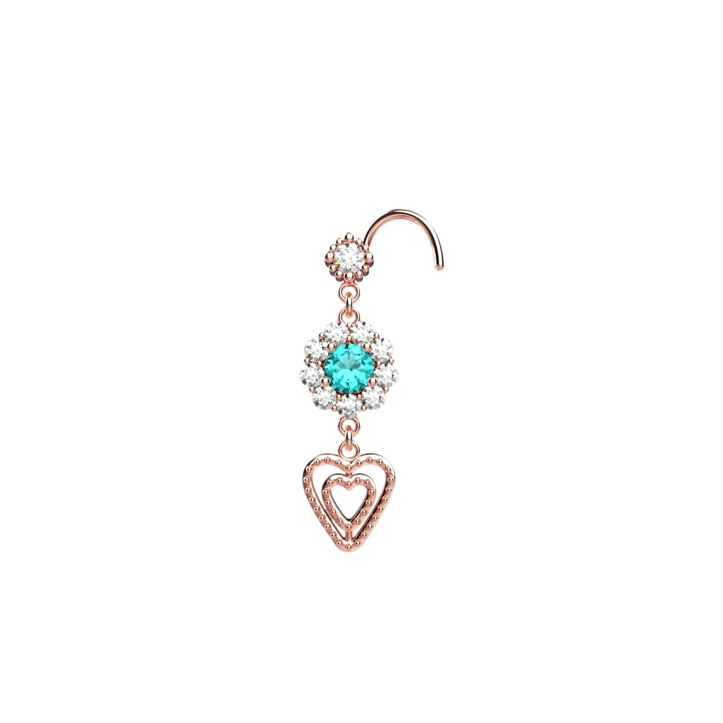 Heart Dangle Gold Nose Ring | Cute Nose Piercing Jewelry