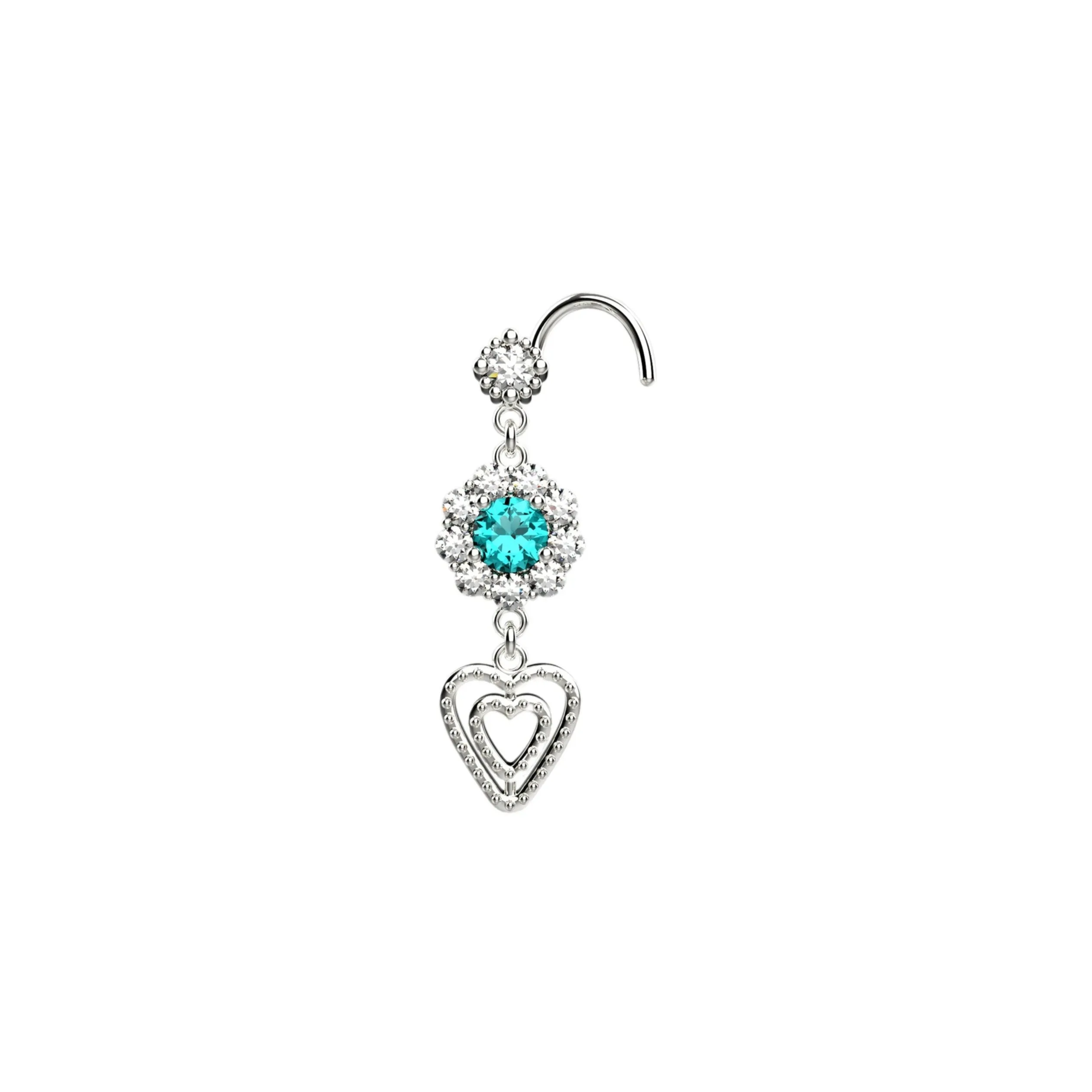 Heart Dangle Gold Nose Ring | Cute Nose Piercing Jewelry