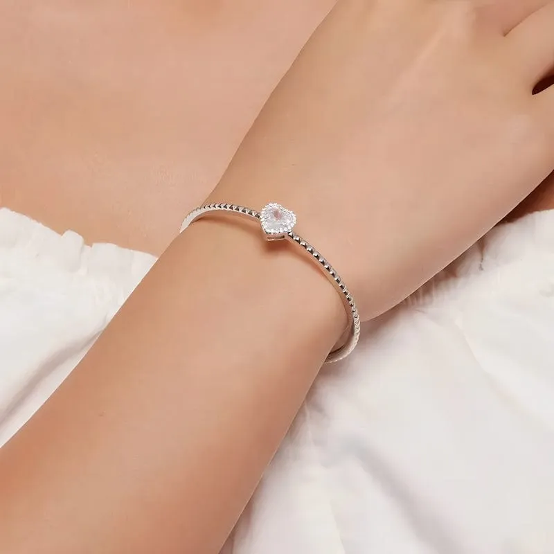 Heart Shaped Zircon Cuff Bracelet