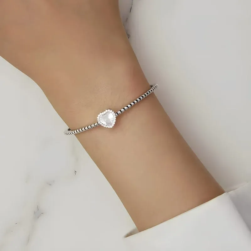 Heart Shaped Zircon Cuff Bracelet