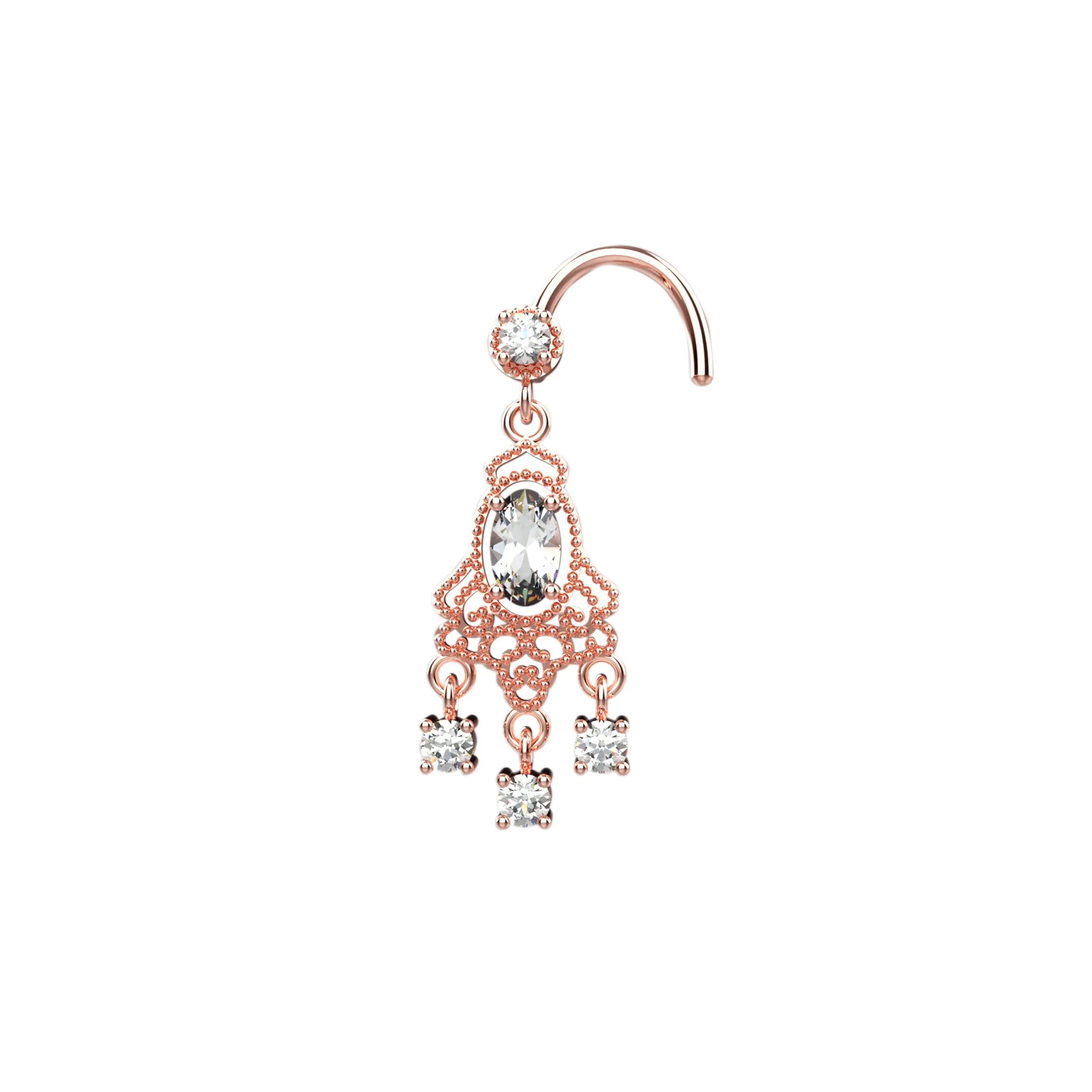 Indian Dangle Nose Studs – Traditional Piercing Jewelry for Women