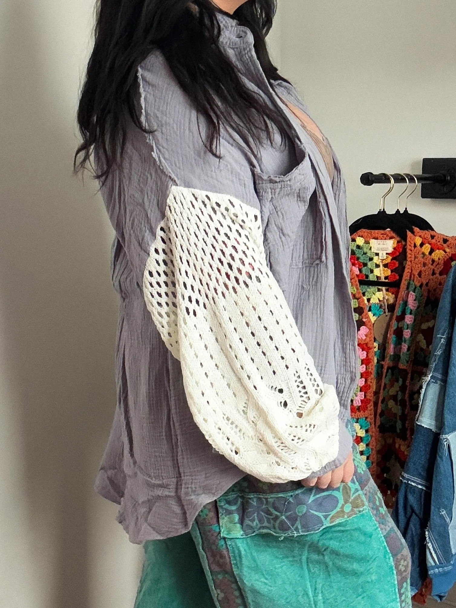 Karter Button Down : Lavender Gray