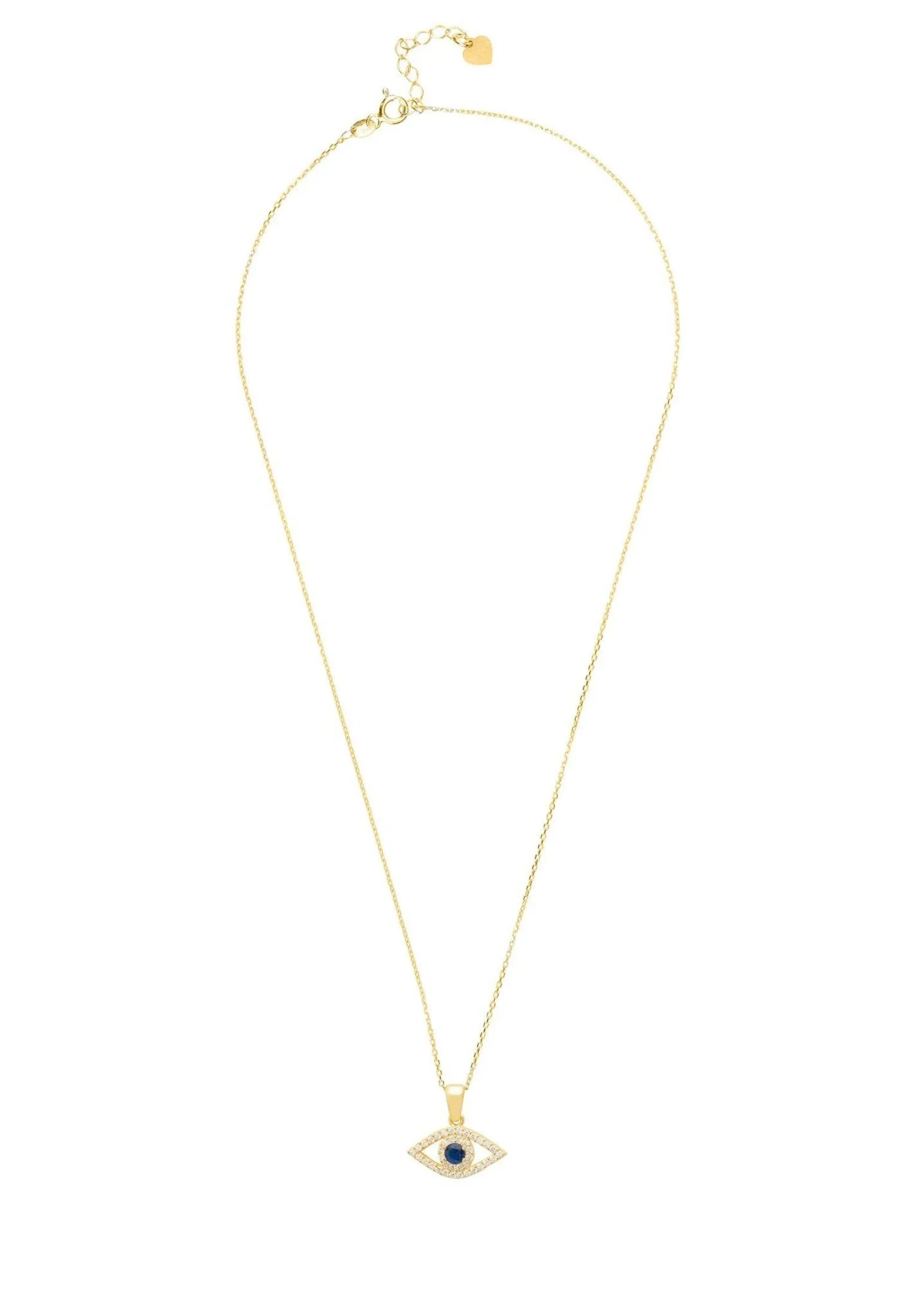 Latelita London Evil Eye Elliptical Necklace Blue Gold