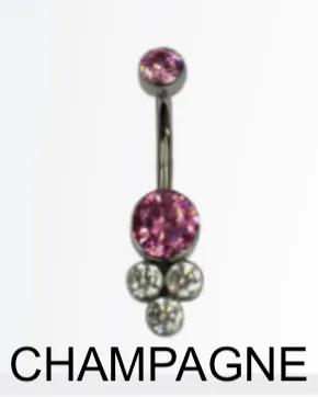 LeRoi Bijoux Pyramid Cluster Navel Bar in Titanium with Champagne Swarovski Gems