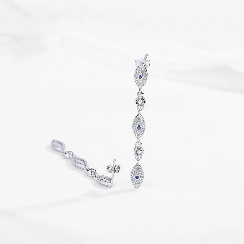 Long Drop Evil Eye Earring