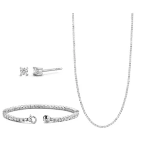 Milano Silver CZ Tennis Collection - Necklace, Bracelet & Stud Earrings - SAVE £25