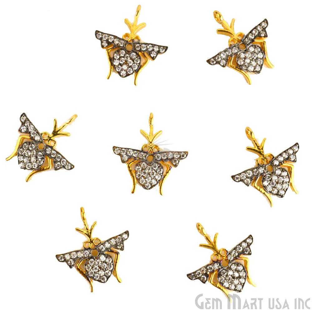 'Mosquito' CZ Pave Gold Vermeil Charm for Bracelet & Pendants