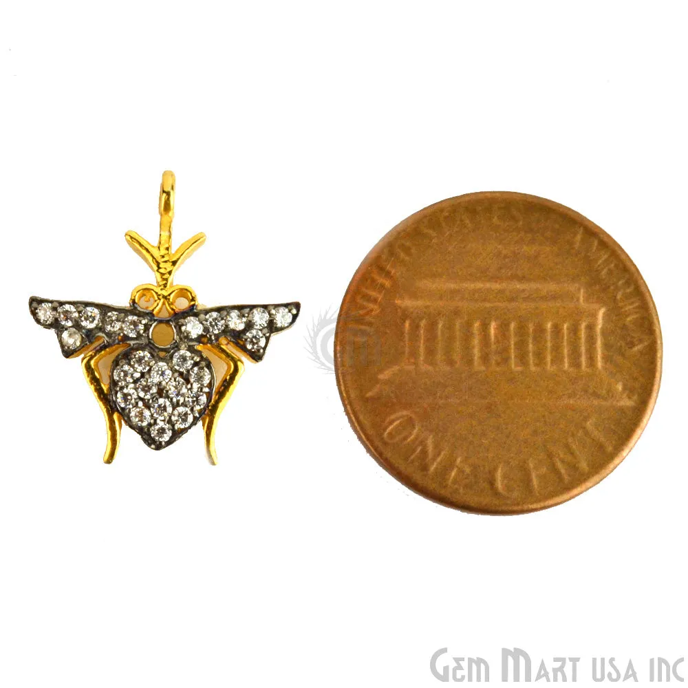 'Mosquito' CZ Pave Gold Vermeil Charm for Bracelet & Pendants