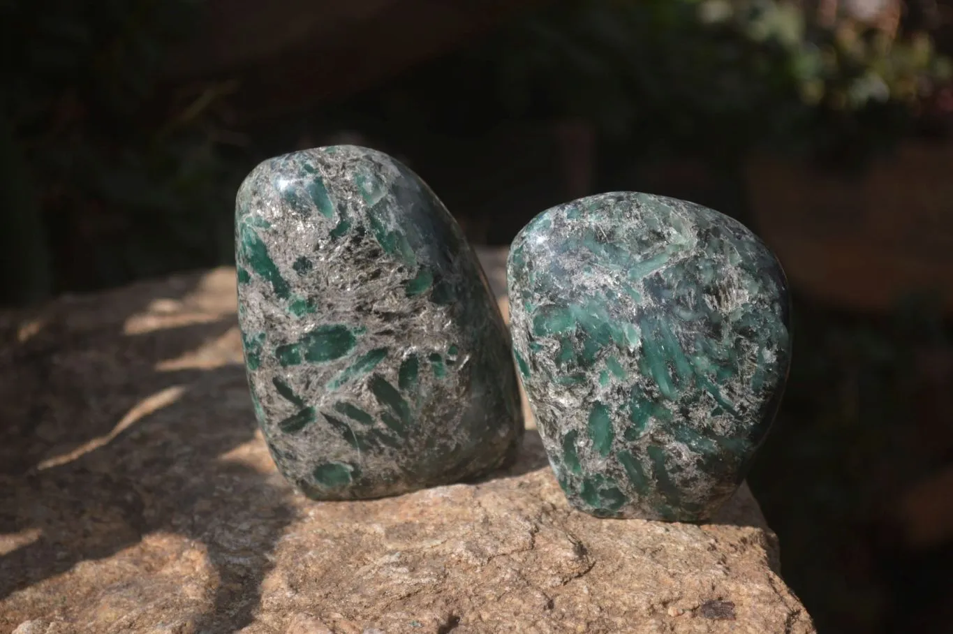 Polished Rare Emerald Mica In Matrix Free Forms x 2 From Mutoko, Zimbabwe