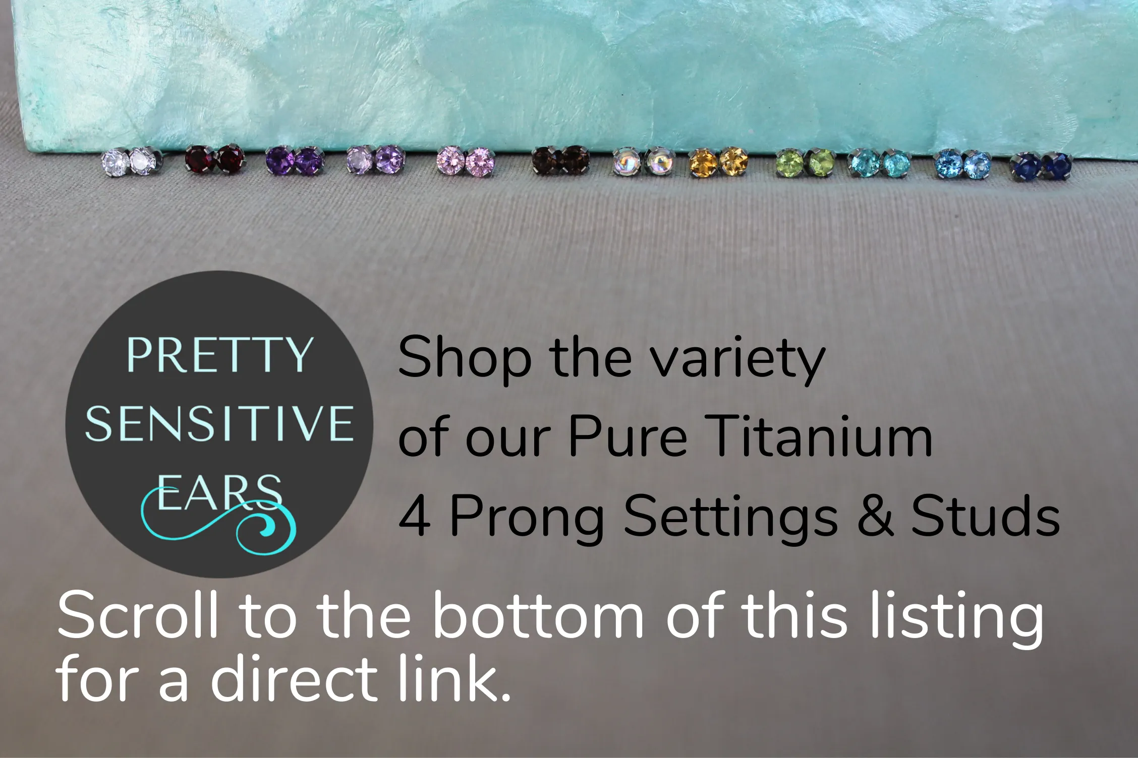 Pure Titanium Earrings Swiss Blue Topaz Facet Cut Hypoallergenic Nickel Free Studs