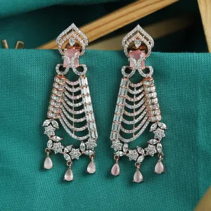 Rose Gold Plated Zircon/AD Danglers Earring 19347-6529