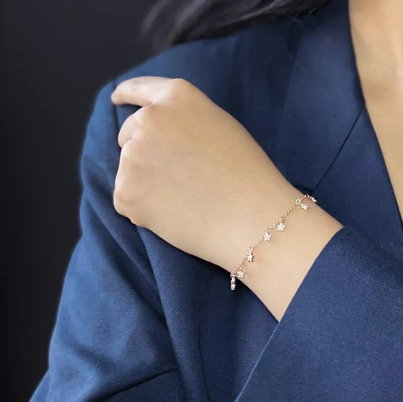 Rosegold Cute Stars Charms Bracelet