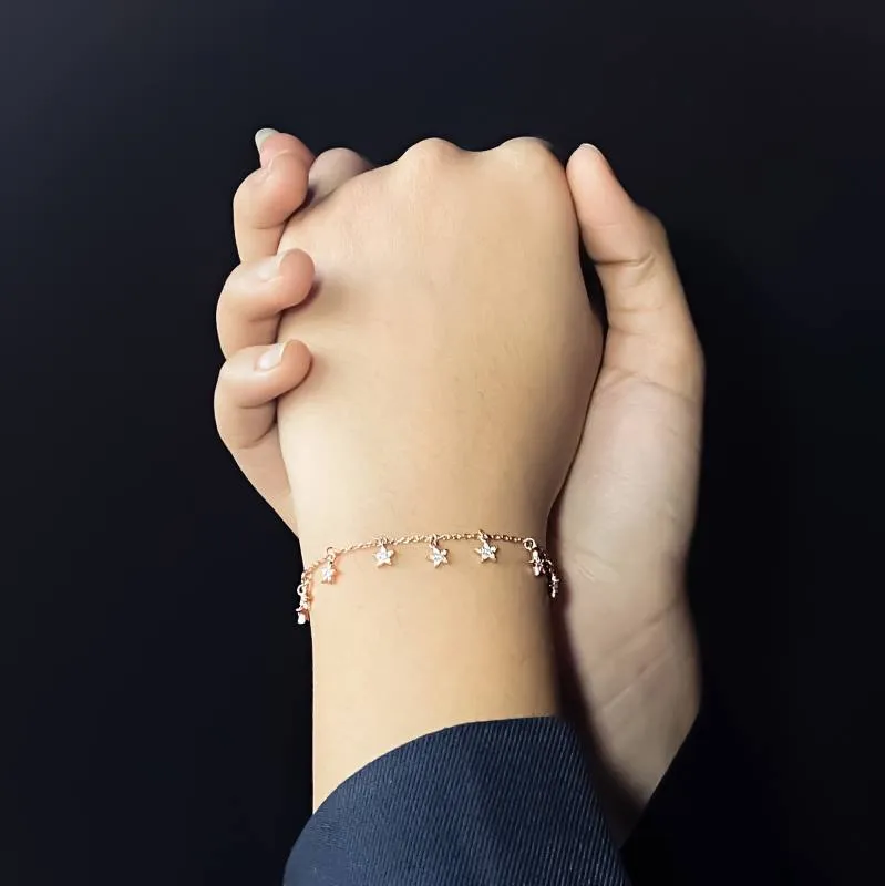 Rosegold Cute Stars Charms Bracelet