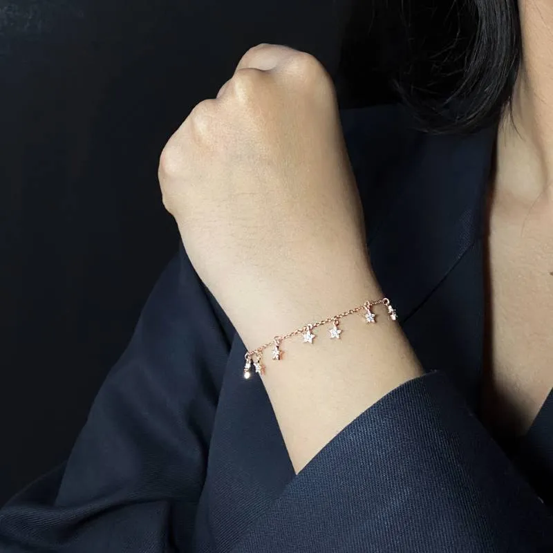 Rosegold Cute Stars Charms Bracelet