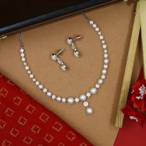 Round Neck Zircon/AD Necklace Set 14838-08