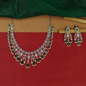 Round Neck Zircon/AD Necklace Set 16224-69