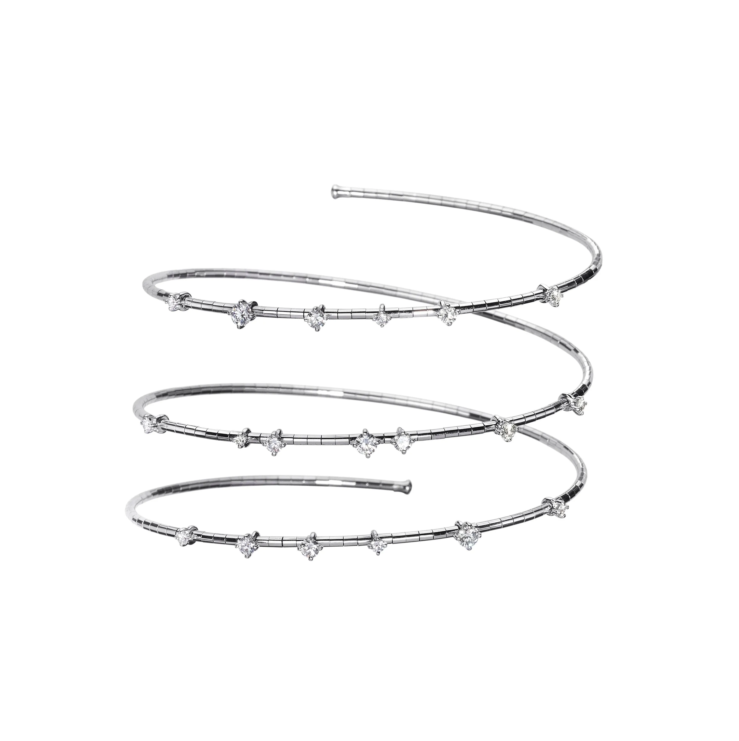 Rugiada Diamanti 3 Row Spiral Bracelet in 18k White Gold