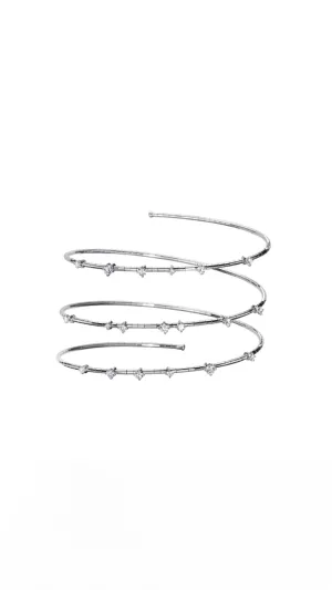 Rugiada Diamanti 3 Row Spiral Bracelet in 18k White Gold