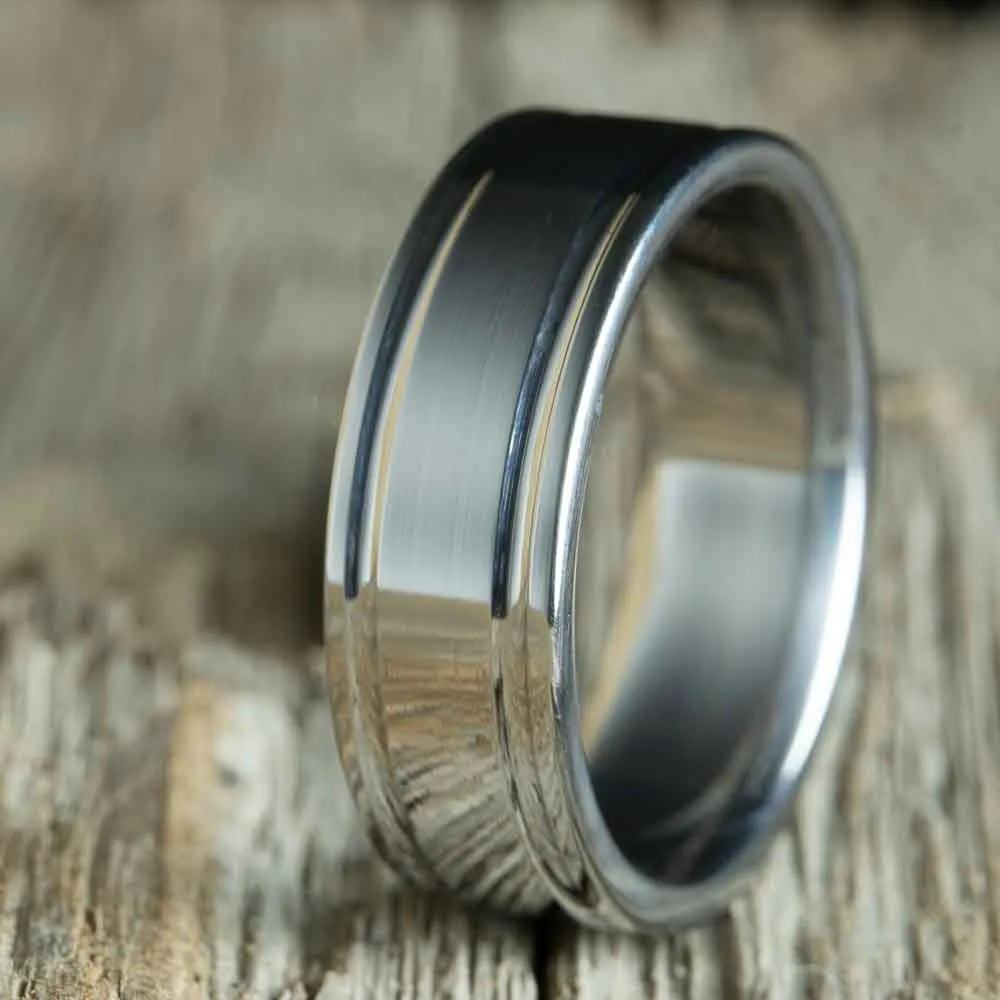 Saturn- polished titanium mens ring