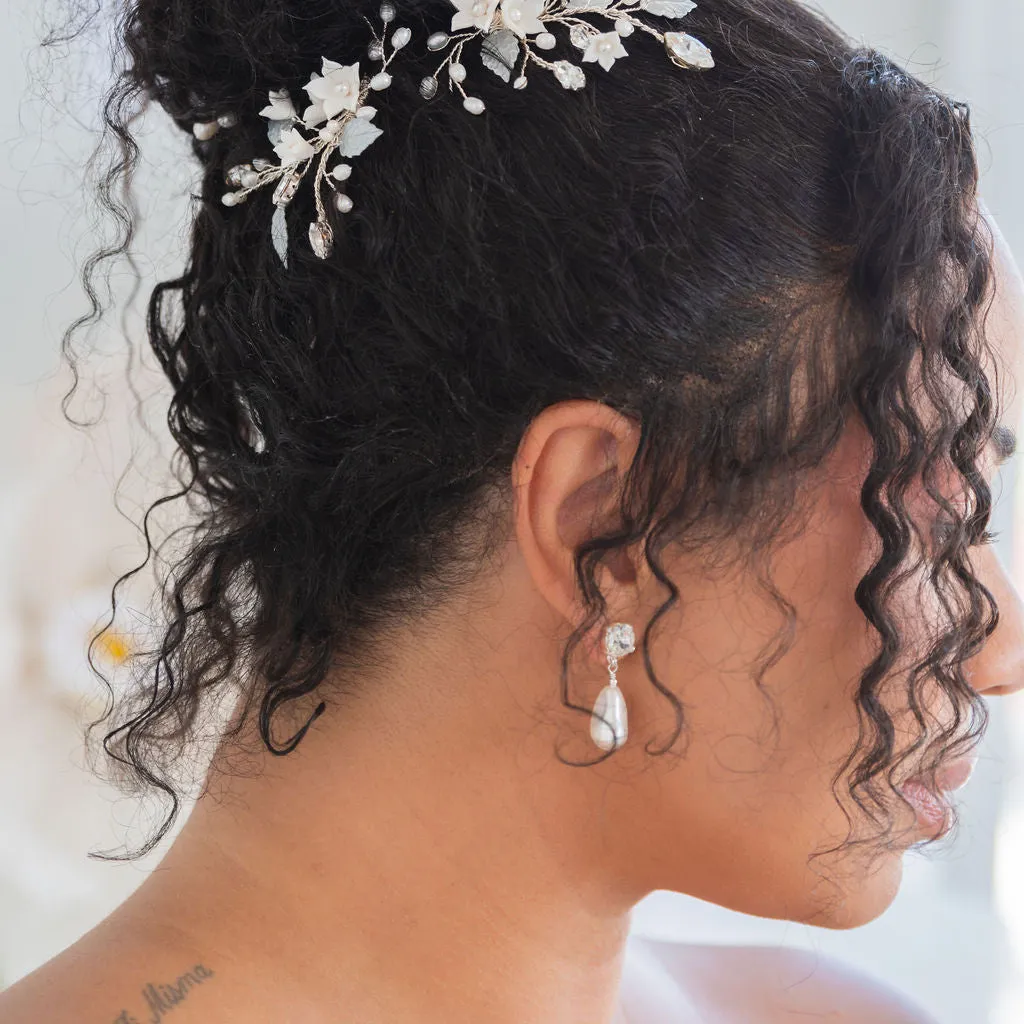 SERENA Crystal & Baroque Style Pearl Drop Earrings