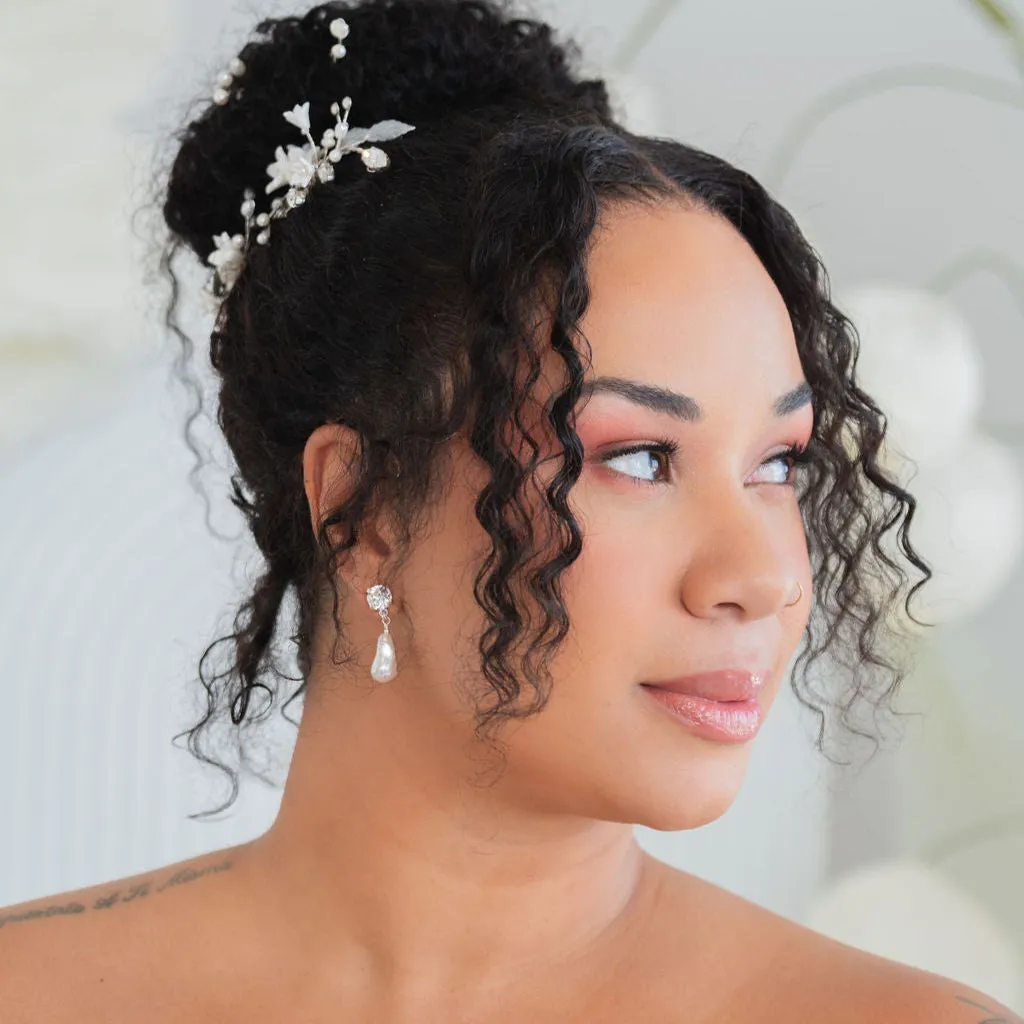 SERENA Crystal & Baroque Style Pearl Drop Earrings