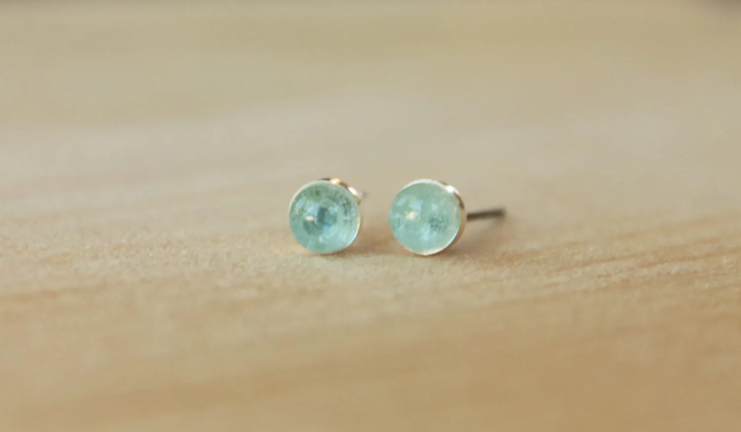 Sky Blue Topaz Bezel Gemstones, Med (Niobium or Titanium Post Earrings)