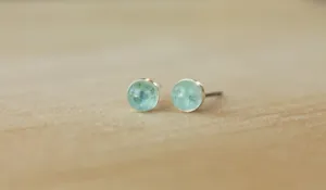 Sky Blue Topaz Bezel Gemstones, Med (Niobium or Titanium Post Earrings)