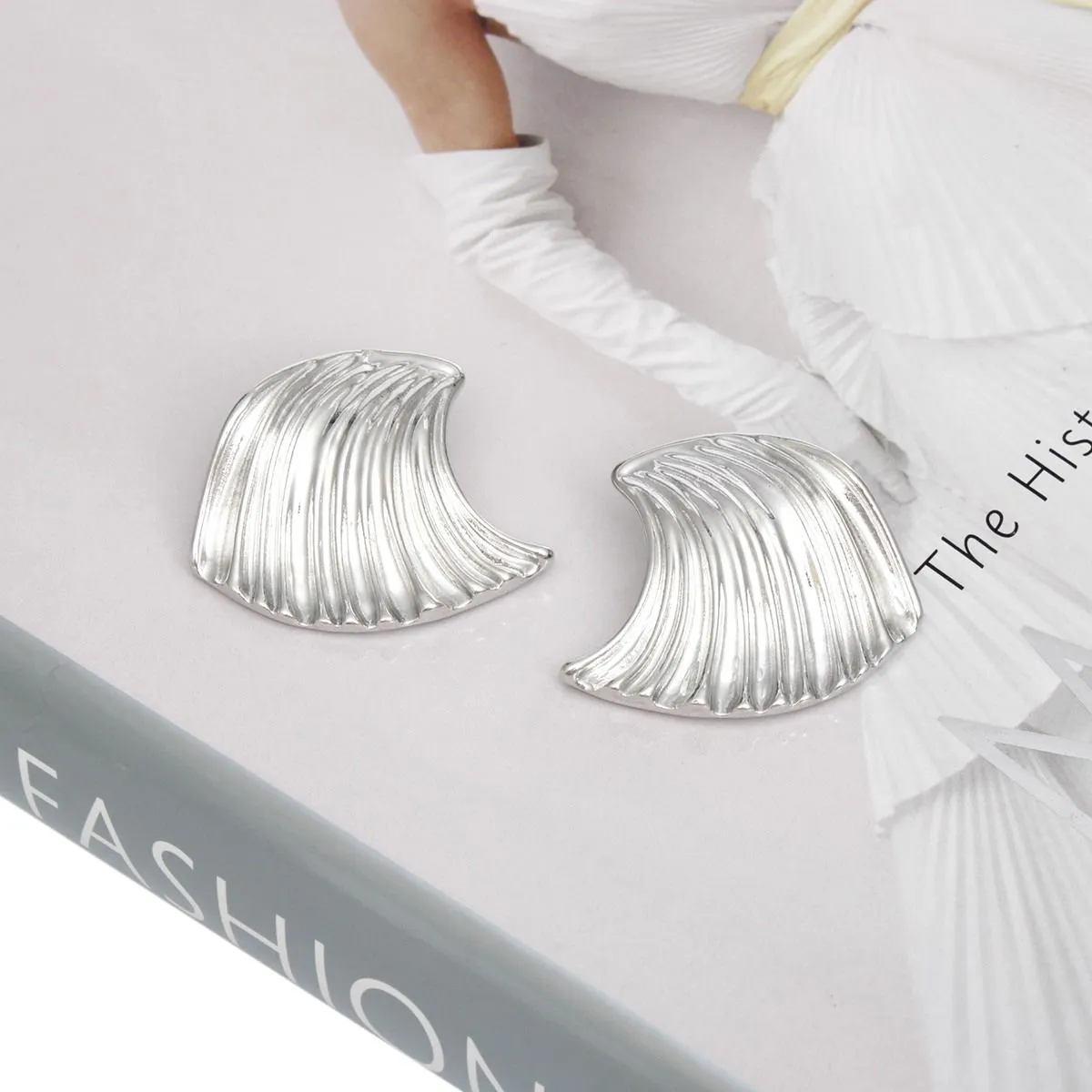Studs Silver Ocean Wave Earrings for Women