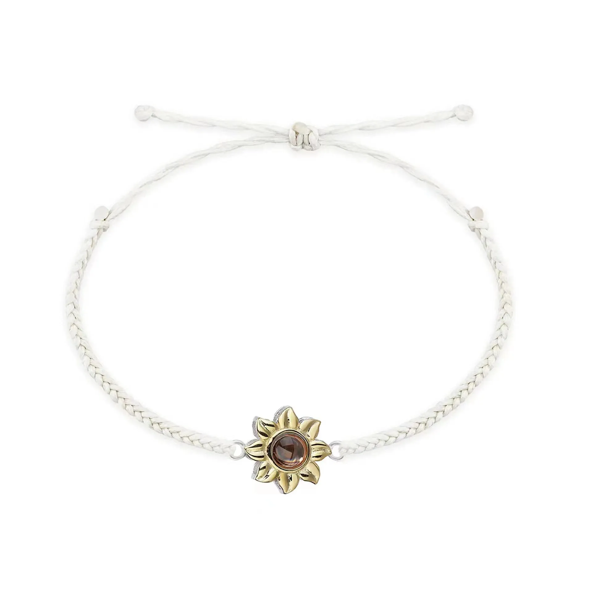 Stylish and simple braided rope with sunflower design projection bracelet