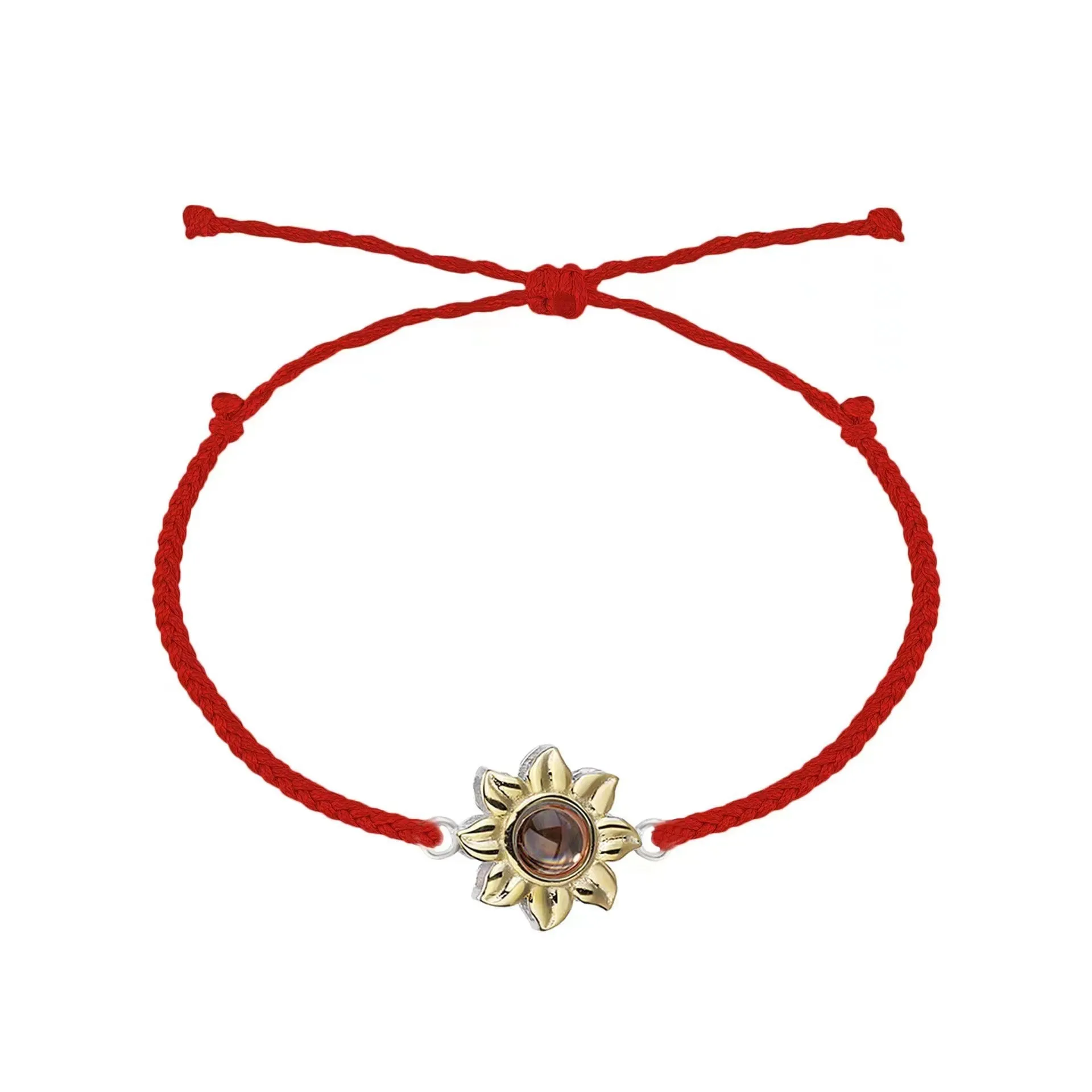 Stylish and simple braided rope with sunflower design projection bracelet
