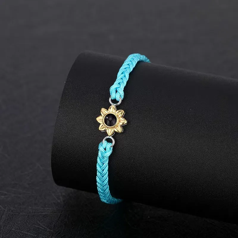Stylish and simple braided rope with sunflower design projection bracelet