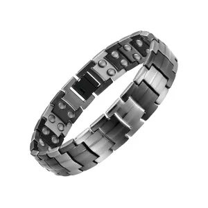 Titanium Black And Silver Magnetic Bracelet