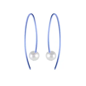 Titanium Blue Pearl Drop Earring