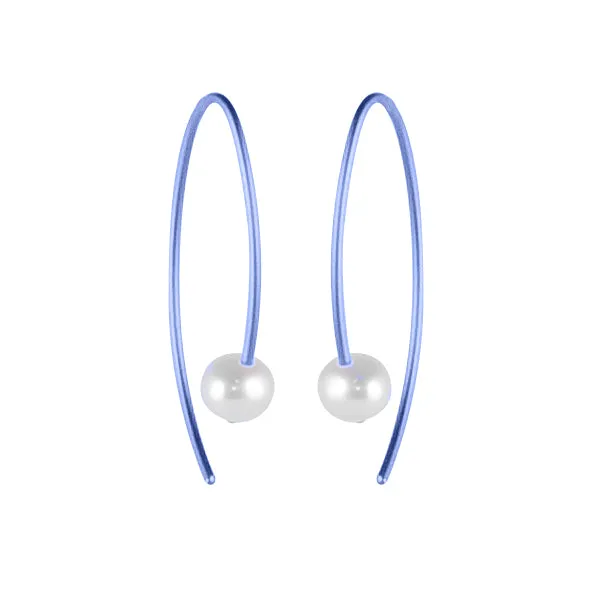Titanium Blue Pearl Drop Earring