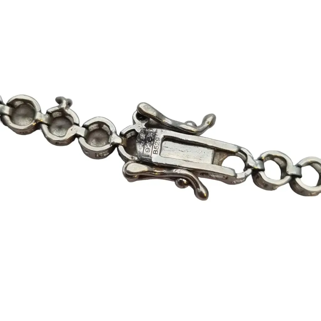 Vintage 925 silver bracelet with white zircons, gifts for women.