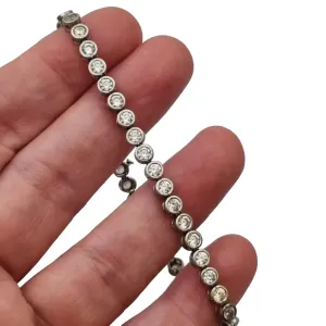 Vintage 925 silver bracelet with white zircons, gifts for women.