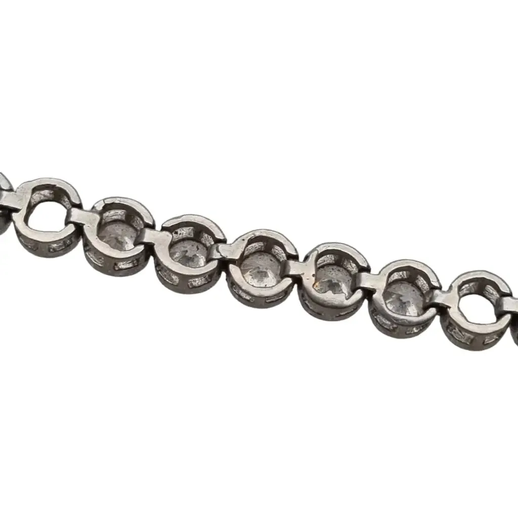 Vintage 925 silver bracelet with white zircons, gifts for women.