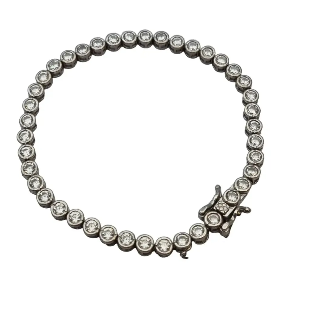 Vintage 925 silver bracelet with white zircons, gifts for women.