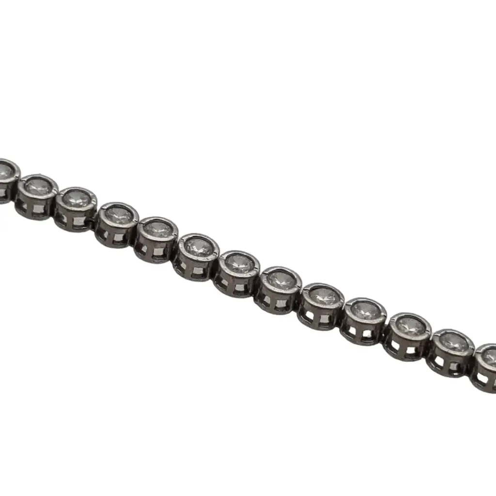 Vintage 925 silver bracelet with white zircons, gifts for women.