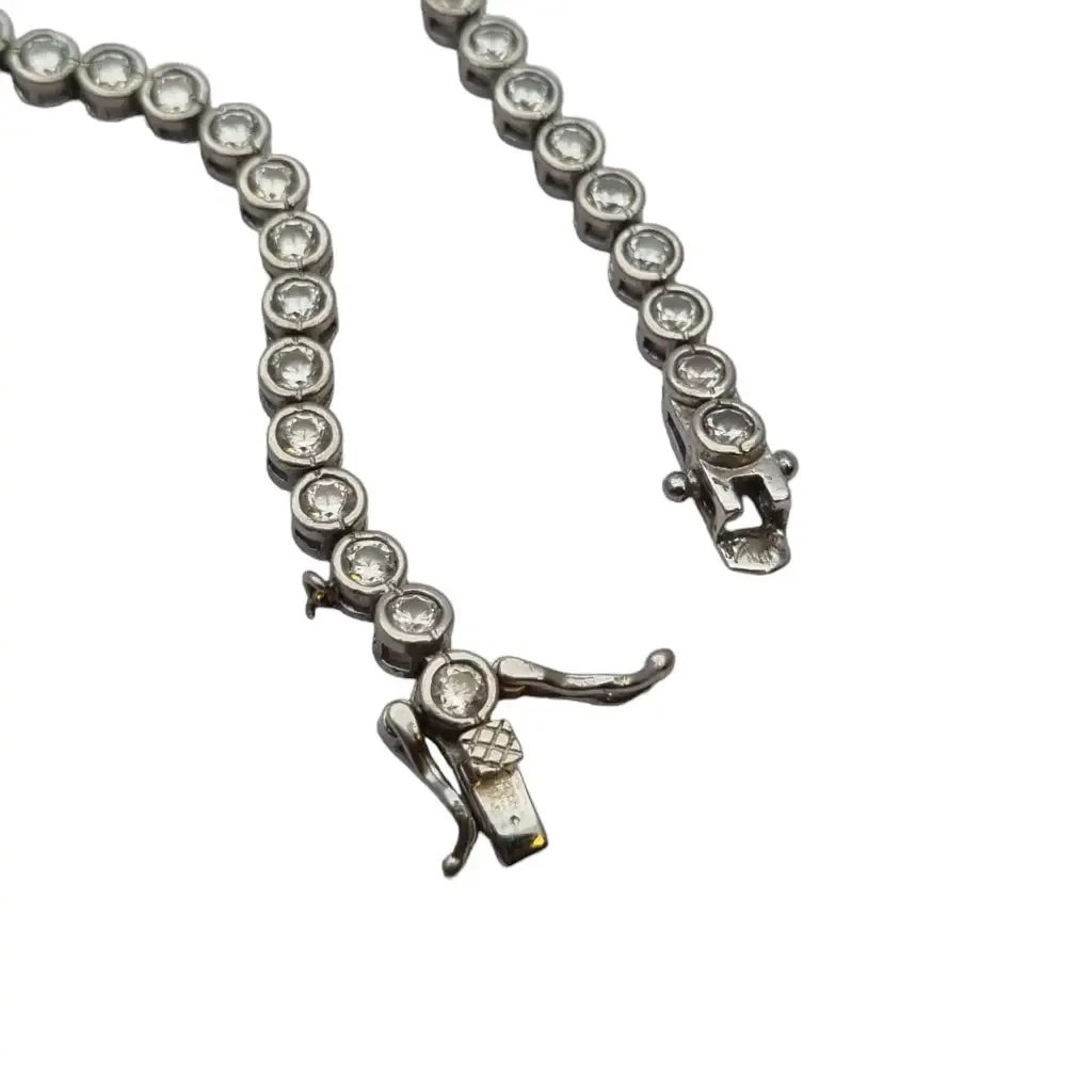 Vintage 925 silver bracelet with white zircons, gifts for women.