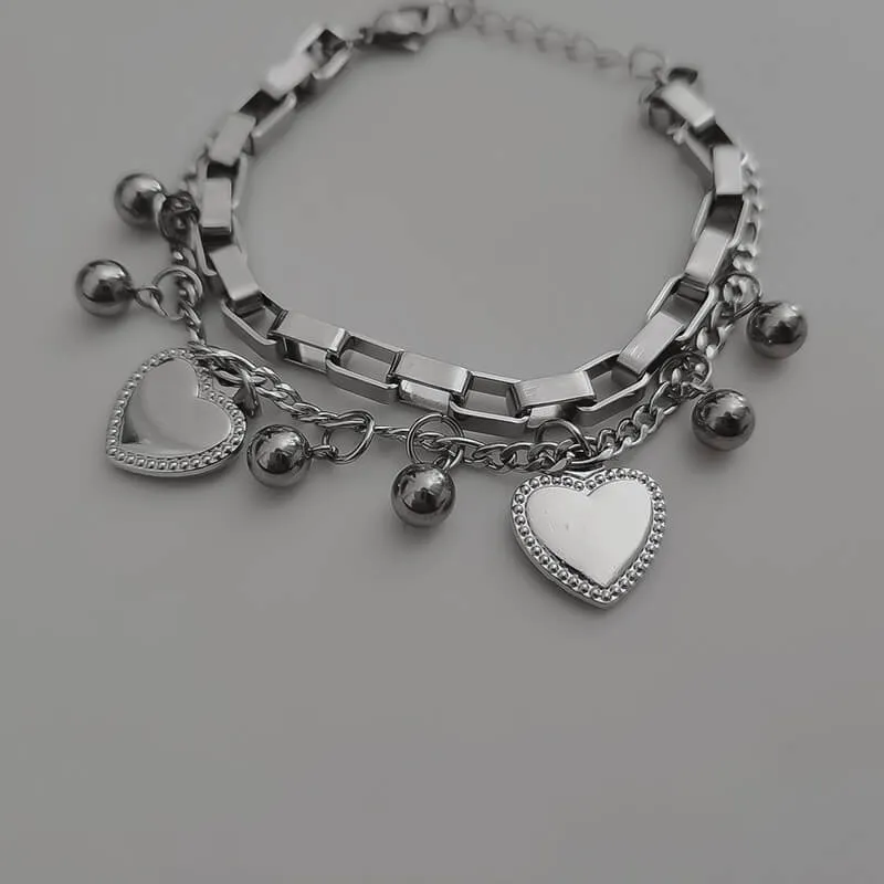 Y2k alternative hearts bracelet