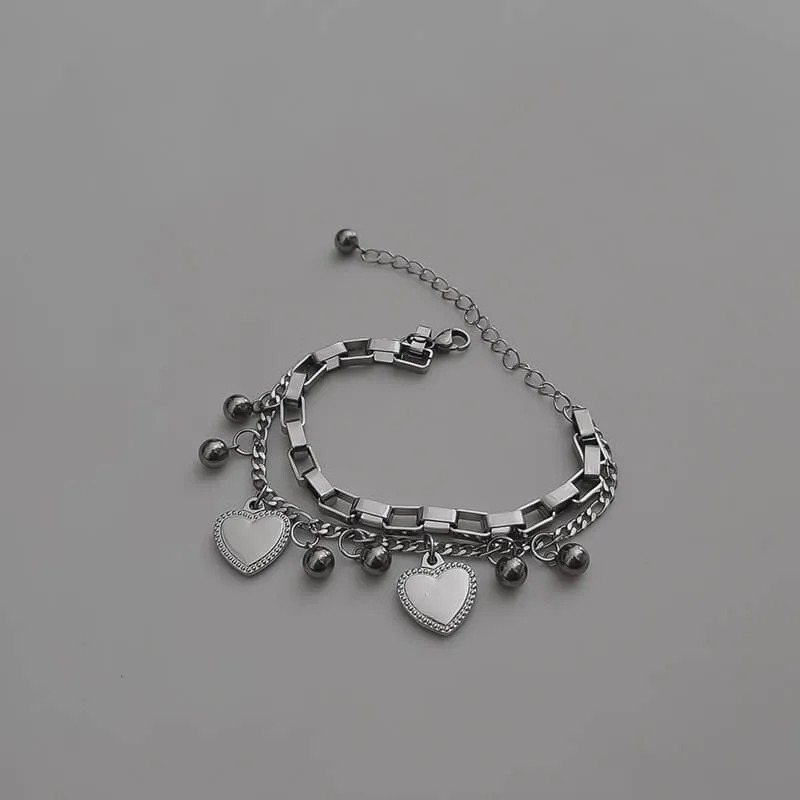 Y2k alternative hearts bracelet